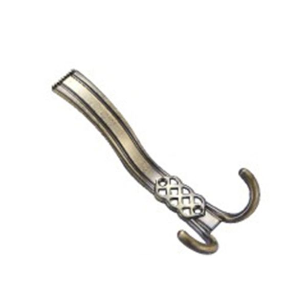 Double Hook Zamak Robe Hook in Old Brass Finish Zinc Alloy Hardware