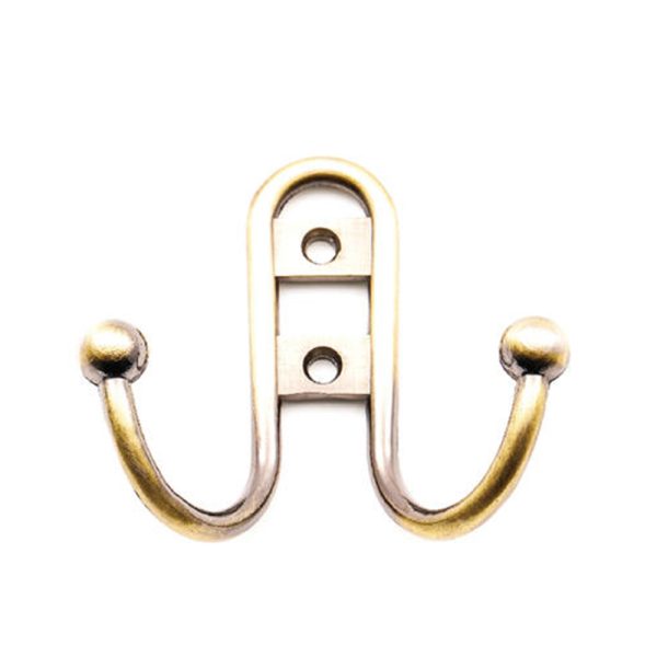 Double Hook Antique Brass Robe Hook Zamak Zinc Alloy Hardware 1779S