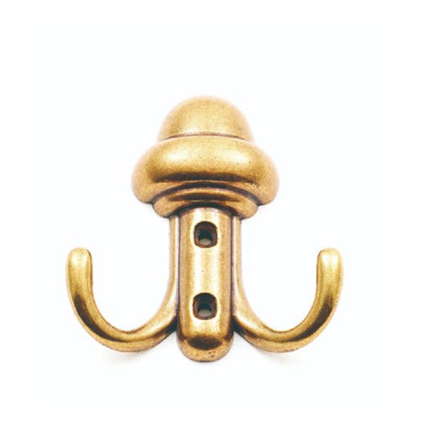 Double Old Brass Robe Hook Zamak Zinc Alloy Wall Hook