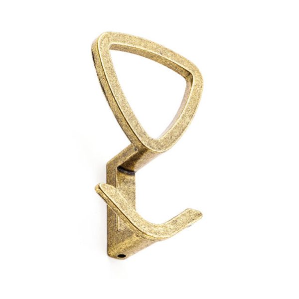 Double Hook Robe Hook in Old Brass Zamak Zinc Alloy for Stylish Bathroom Storage