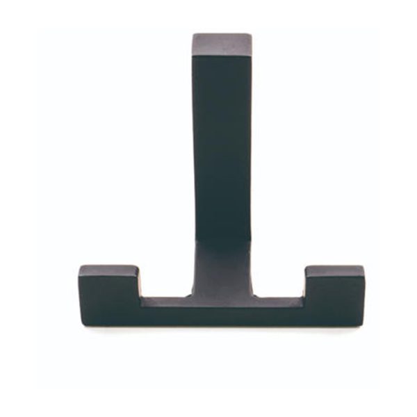 Black Double Hook Robe Hook Zamak Handle Material