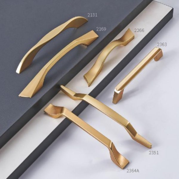Gold Zamak Cabinet Handle Popular Design Zinc Alloy Handle and Knob