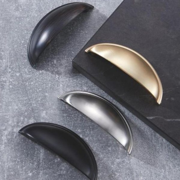 Zamak Cup Handles in Black, Gold, and Satin Nickel - Durable Zinc Alloy Hardware