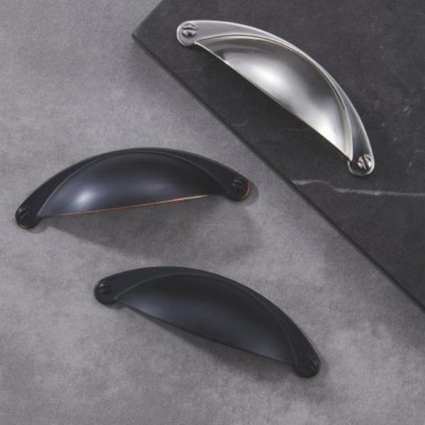 Zamak Cup Handles in Black and Satin Nickel Finish - Zinc Alloy Hardware for Stylish Home Decor