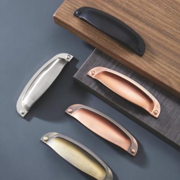 Zamak Cup Handles in Black, Gold, Satin Nickel, and Chrome - Stylish Zinc Alloy Knobs