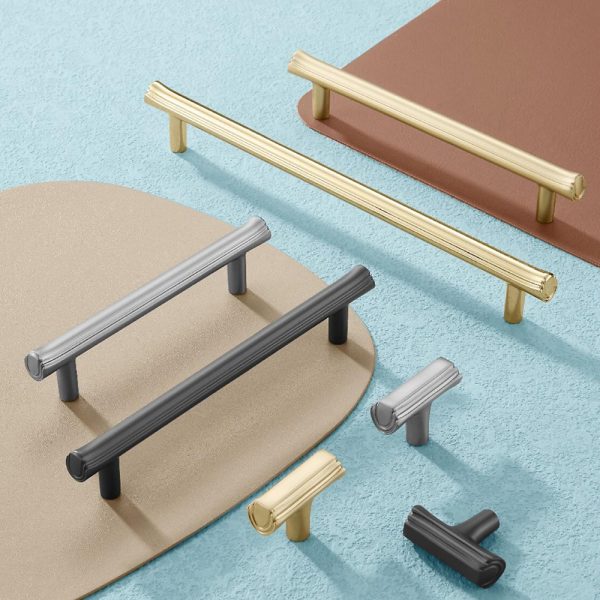 Zamak Cabinet Handle and Knob in Black, Gold, and Satin Nickel - Recommended Design for Modern Interiors