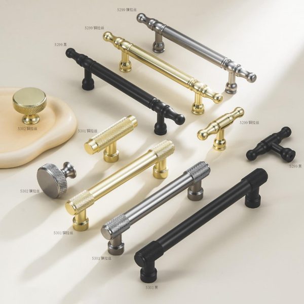 Zamak Cabinet Handle and Knob in Black Gold Satin Nickel - Popular Recommended Design