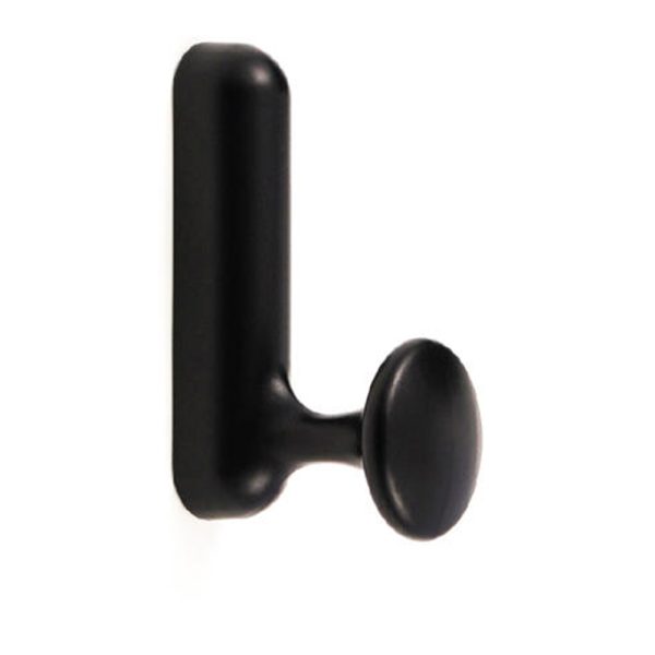 Black Single Hook Robe Hook in Zinc Alloy Zamak Material