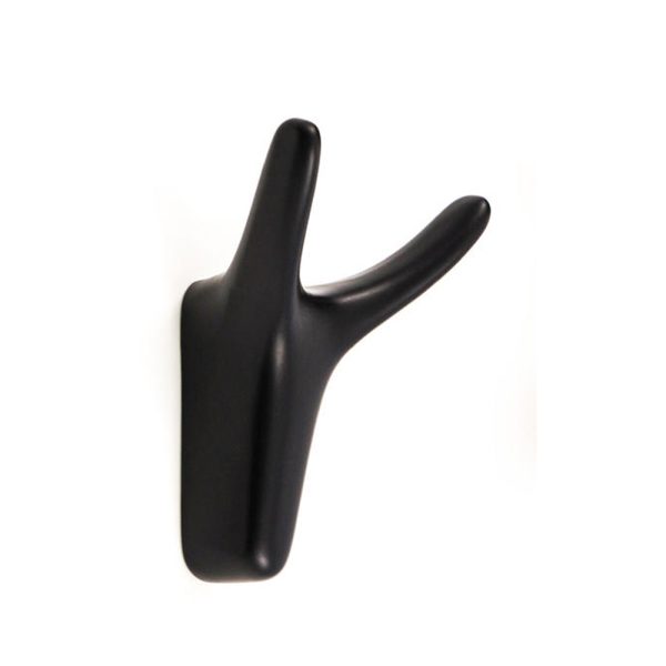 Black Zamak Double Robe Hook Zinc Alloy Wall Hook for Closet and Bathroom