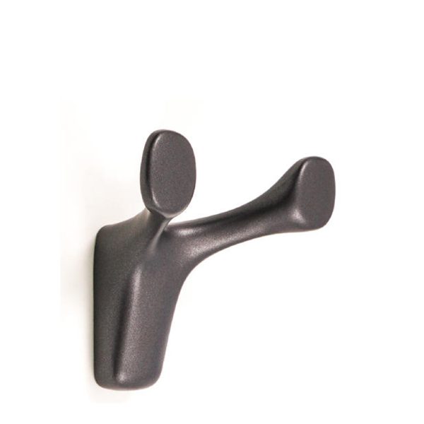 Double Black Zamak Robe Hook Zinc Alloy Wall Mount Hook for Bathroom and Closet