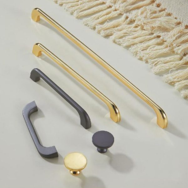 Gold and Black Zamak Cabinet Handle Popular Design Zinc Alloy Handle and Knob