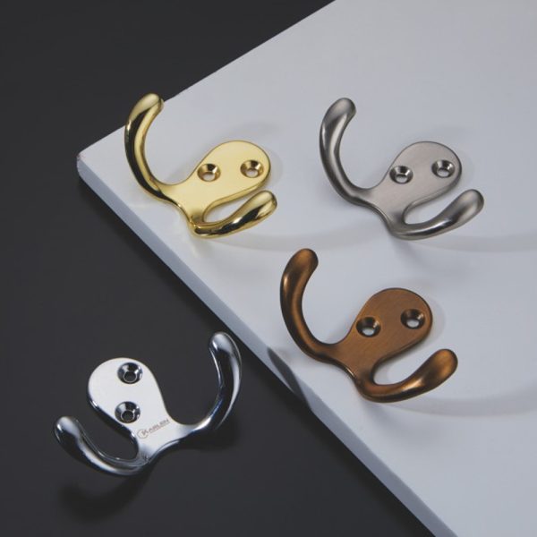Black Chrome Gold Satin Nickel Zamak Handle Double Robe Hook
