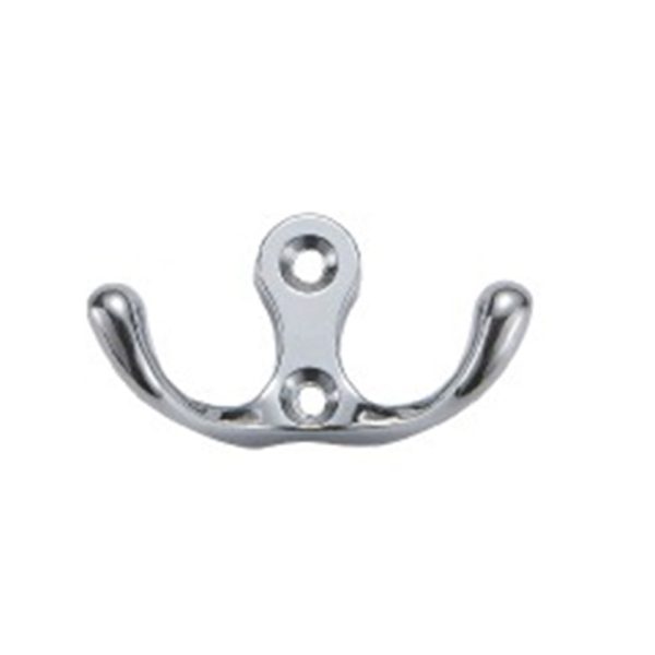 Chrome Double Robe Hook Zamak Zinc Alloy Coat Hanger Bathroom Accessory - Image 2