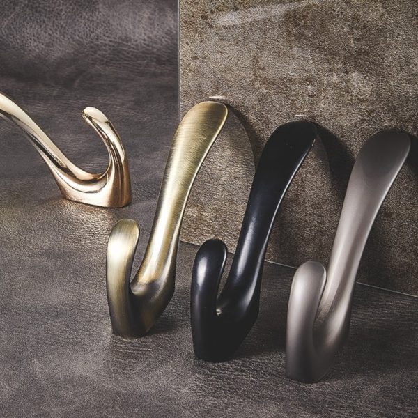 Gold Double Hook Robe Hook in Zamak Zinc Alloy Material - Image 2