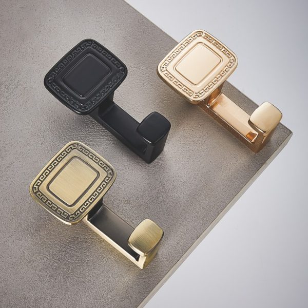 Double Robe Hook Zamak Zinc Alloy in Black Gold Antique Brass Finish