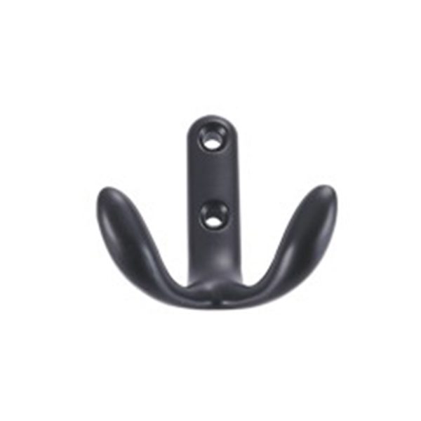 Black Zamak Double Robe Hook Zinc Alloy Bathroom Accessory