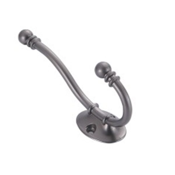 Matt Black Nickel Double Robe Hook Zamak Zinc Alloy Bathroom Accessory