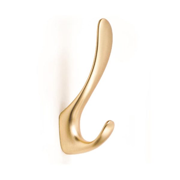 Gold Double Hook Robe Hook in Zamak Zinc Alloy Material
