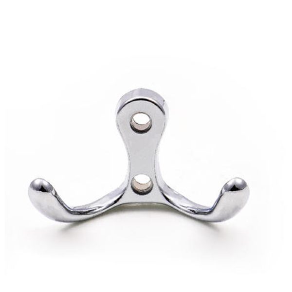 Chrome Double Robe Hook Zamak Zinc Alloy Coat Hanger Bathroom Accessory
