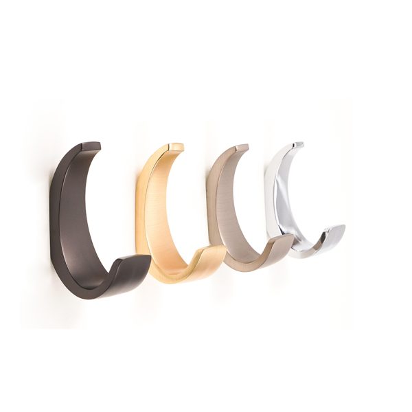 Double Hook Robe Hook in Zamak - Available in Black, Matt Black Nickel, Gold, Chrome Finish
