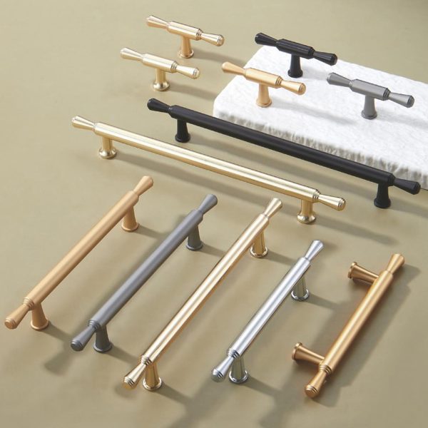 Zamak T Bar Handle and Knob in Black Gold Chrome for Cabinets Popular Design