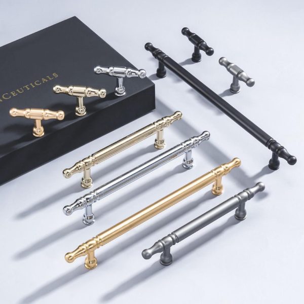Zamak T Bar Cabinet Handle in Black Gold Chrome - Popular Handle and Knob Design