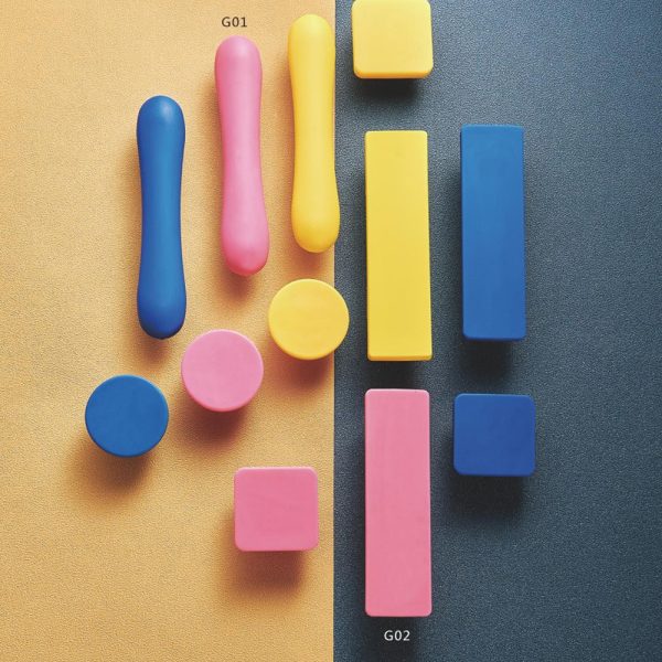 Plastic Cabinet Handle and Knob Set in Blue Pink Yellow - Durable Decorative Hardware