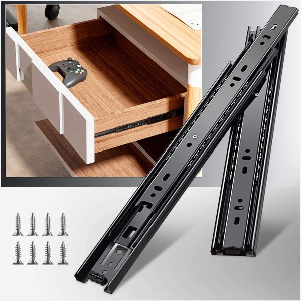 BBDHOME Heavy Duty Adjustable Black Stainless Steel Drawer Slides Cabinet Hardware