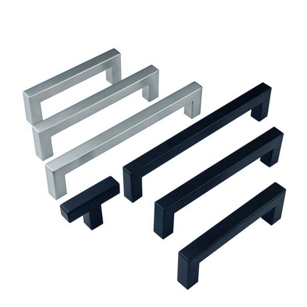 Black Square Stainless Steel Cabinet Pull Handles Modern T Bar Kitchen Cupboard Door Handles