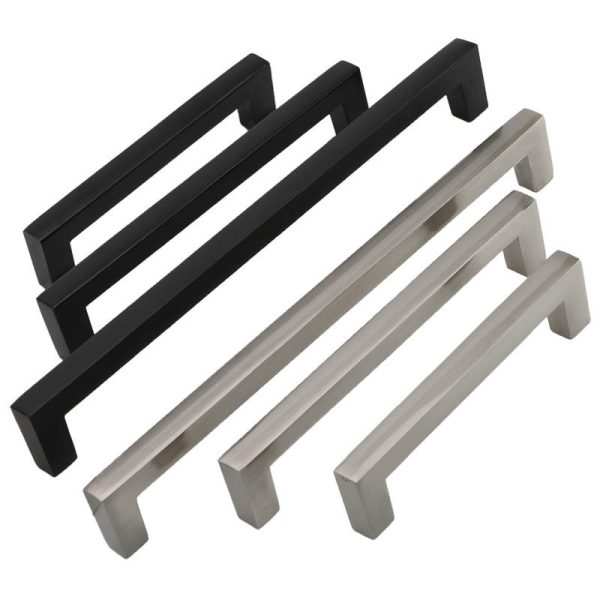 Black Square Stainless Steel Kitchen Cabinet Handle Acrylic Zamak Aluminium Profile Knob