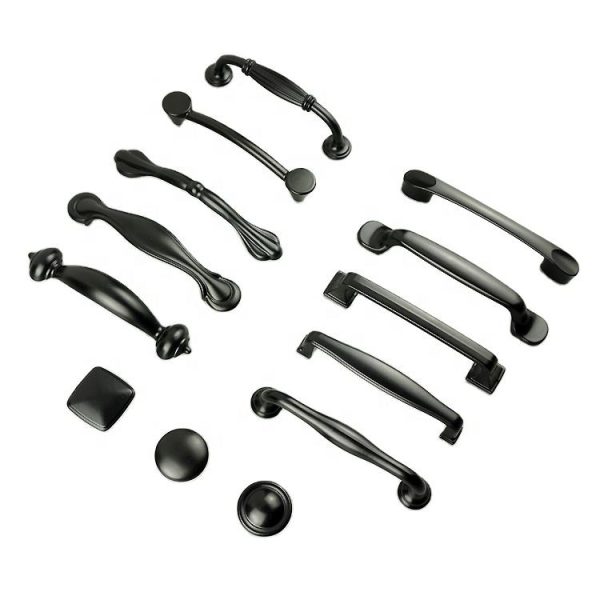 Aluminium Alloy Black Drawer Cabinet Knobs Handles Stylish Kitchen Living Room Bathroom