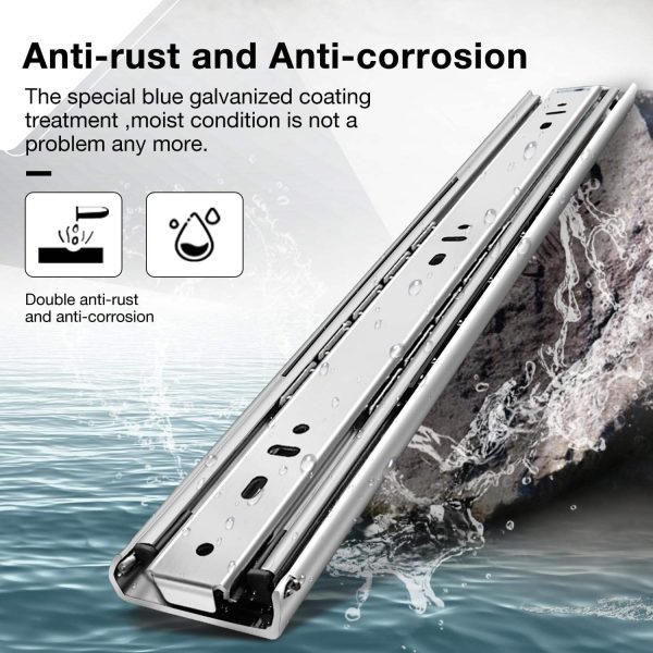 Full Extension Stainless Steel Tool Box Drawer Slides Chrome Steel Rails Heavy Duty - Image 3