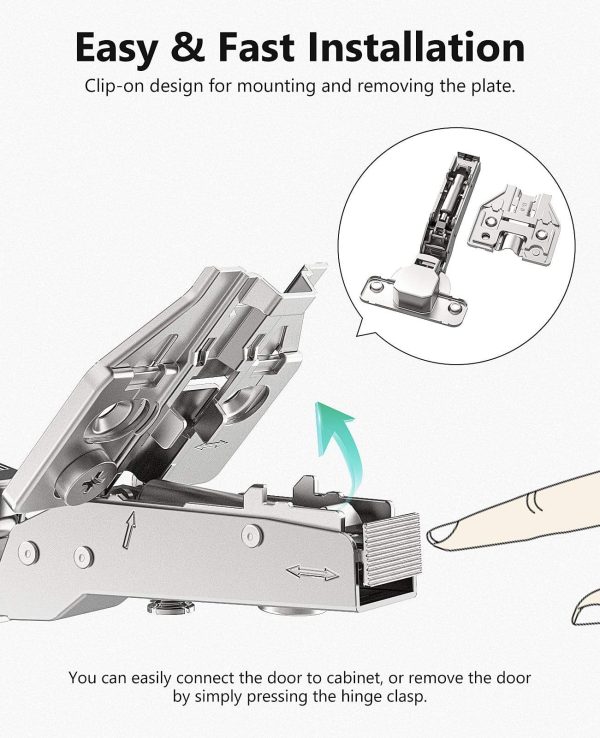 BBDHOME Adjustable Hydraulic Soft Closing Stainless Steel Hinge for Kitchen and Bedroom Furniture Satin Finish - Image 4