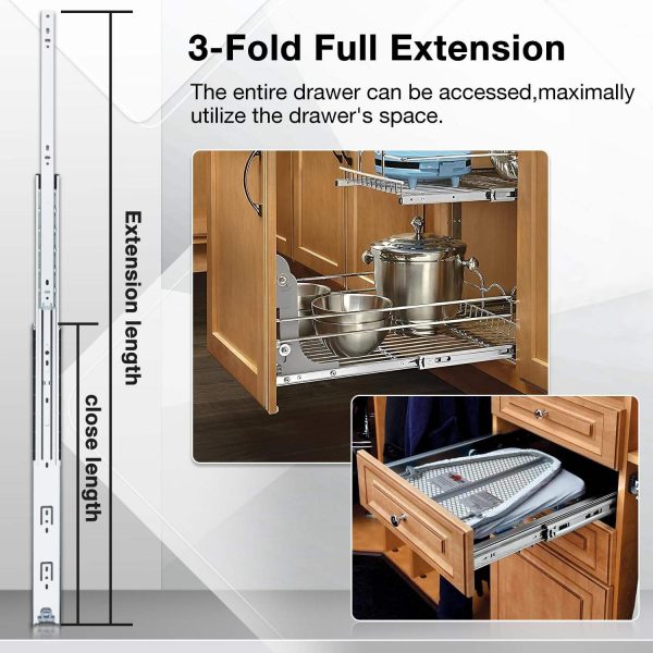 Full Extension Stainless Steel Tool Box Drawer Slides Chrome Steel Rails Heavy Duty - Image 4