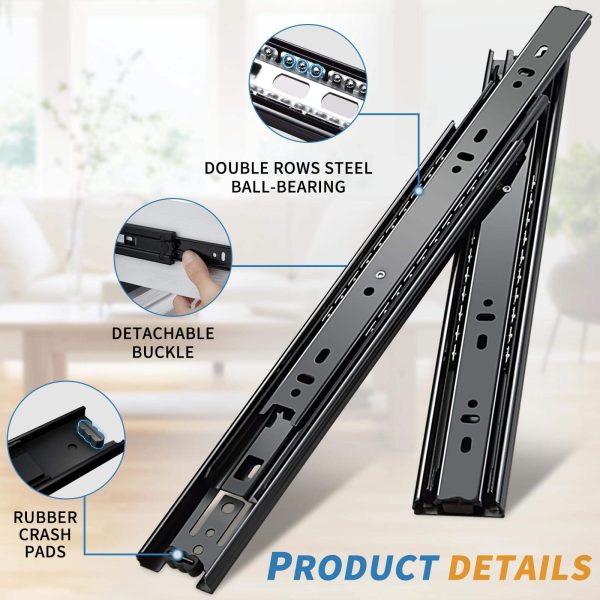 BBDHOME Heavy Duty Adjustable Black Stainless Steel Drawer Slides Cabinet Hardware - Image 5