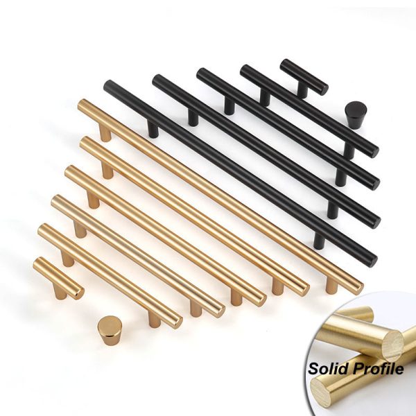 BBDHOME Aluminium Profile T Bar Kitchen Door Pull Handle Solid Metal Hardware Matt Black Gold Cabinet Knob 1 Meter