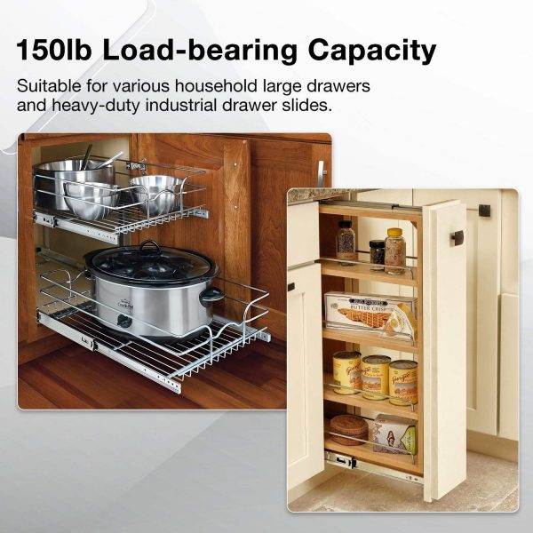 Full Extension Stainless Steel Tool Box Drawer Slides Chrome Steel Rails Heavy Duty - Image 2