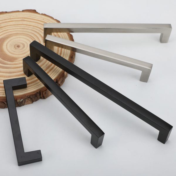 Black Square Stainless Steel Kitchen Cabinet Handle Acrylic Zamak Aluminium Profile Knob - Image 5