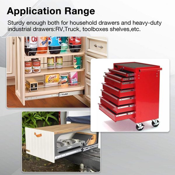 Full Extension Stainless Steel Tool Box Drawer Slides Chrome Steel Rails Heavy Duty - Image 5
