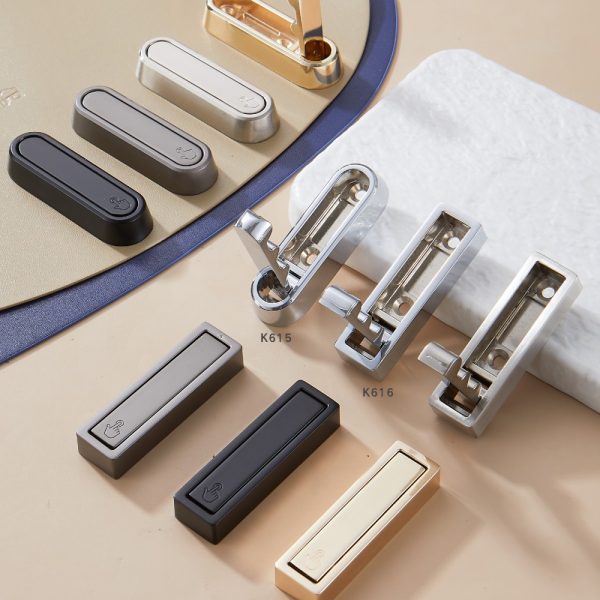 Black Zamak Concealed Robe Hook Zinc Alloy Bathroom Accessory - Image 2