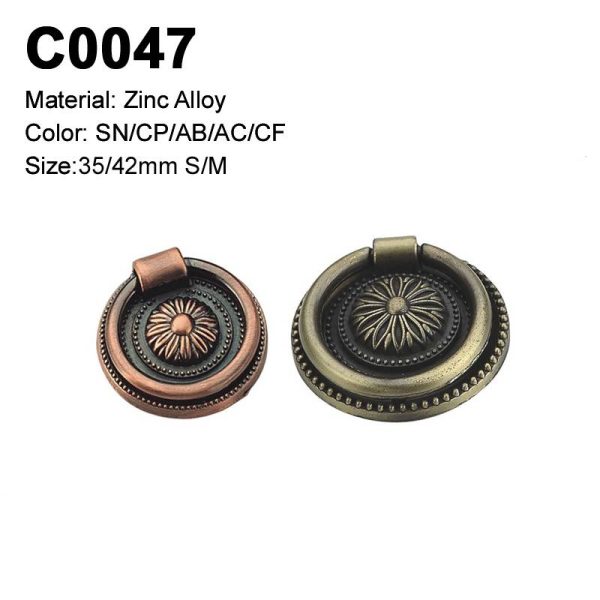 Classic Zamak Cabinet Handle Antique Brass Copper Decorative Single Hole Knob C0047