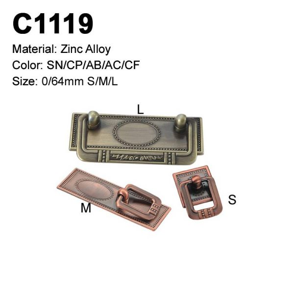 Classic Zamak Cabinet Handle Antique Brass Copper Finish Decorative Single Hole C1119