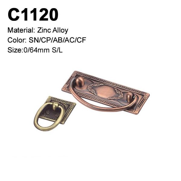 Classic Zamak Antique Brass Copper Cabinet Handle Single Hole C1120 Furniture Decorative Handle
