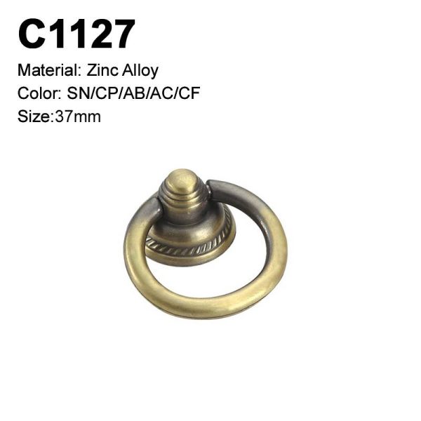 Classic Zamak Cabinet Handle Antique Brass Single Hole Handle C1127 Decorative Knob for Furniture