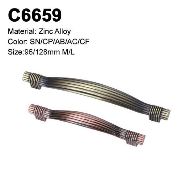 Classic Zamak Cabinet Handle C6659 Antique Brass Copper Decorative Single Hole Furniture Handle