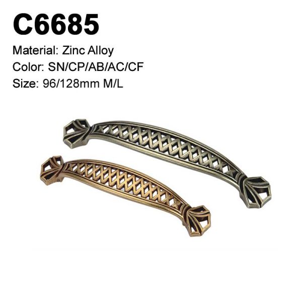 Classic Zamak Cabinet Handle Antique Brass Copper Finish Single Hole Furniture Handle C6685