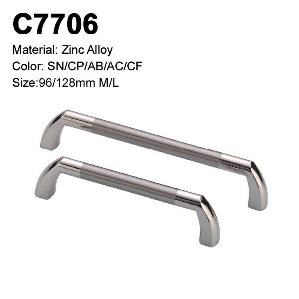 Classic Zamak Cabinet Handle C7706 Satin Nickel Decorative Single Hole Economic Style