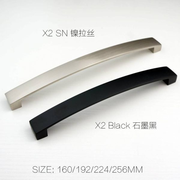 Aluminum Cabinet Handles Set of 2 Satin Nickel and Black Decorative Knobs for Furniture