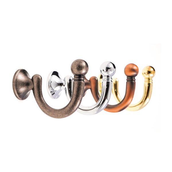 Zamak Robe Hook in Black Gold Satin Nickel Chrome - Single Hook Zinc Alloy