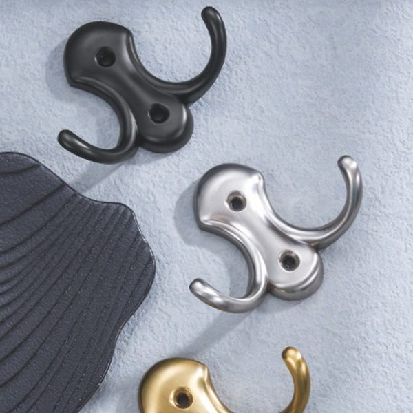 Double Hook Robe Hook in Old Brass Zamak Zinc Alloy - Image 2